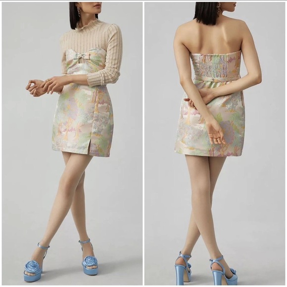 NWT Mauve Anthropologie bow mini dress - Picture 1 of 5